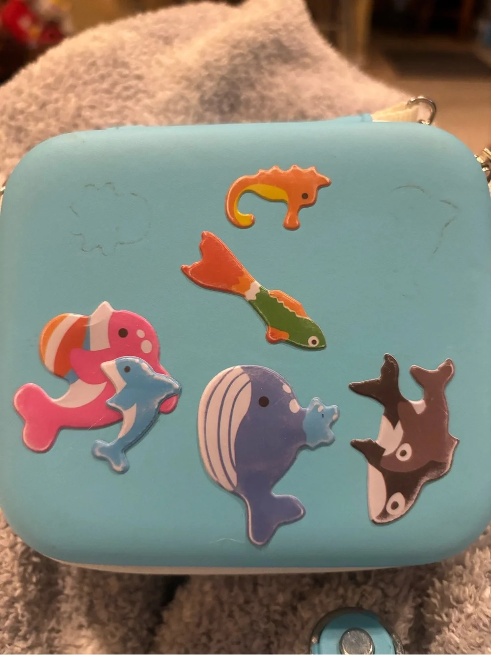 Light Blue Instant Print Toy Camera with Carry Case and Strap